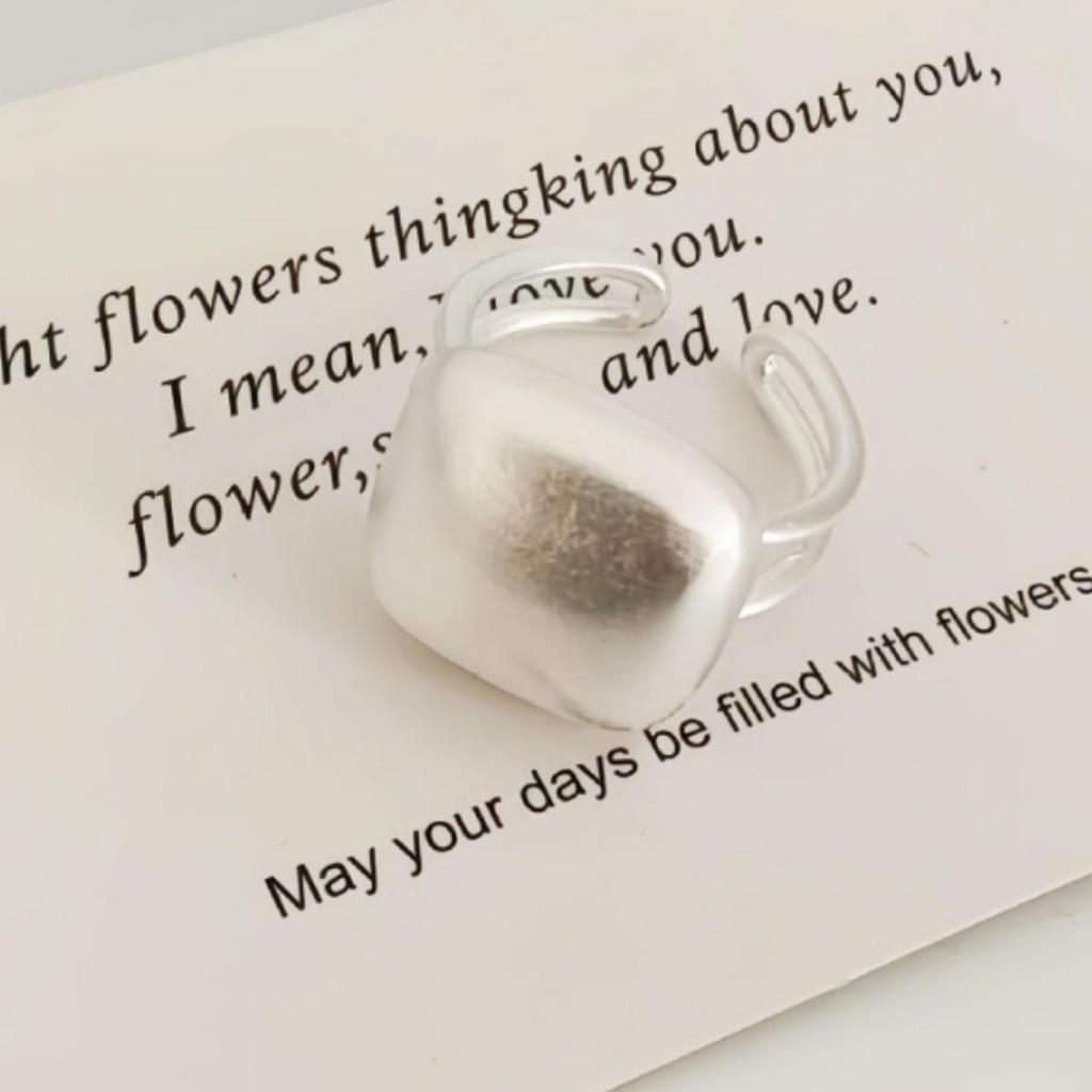 Korean Matte Square Brushed High-End Personality Ring