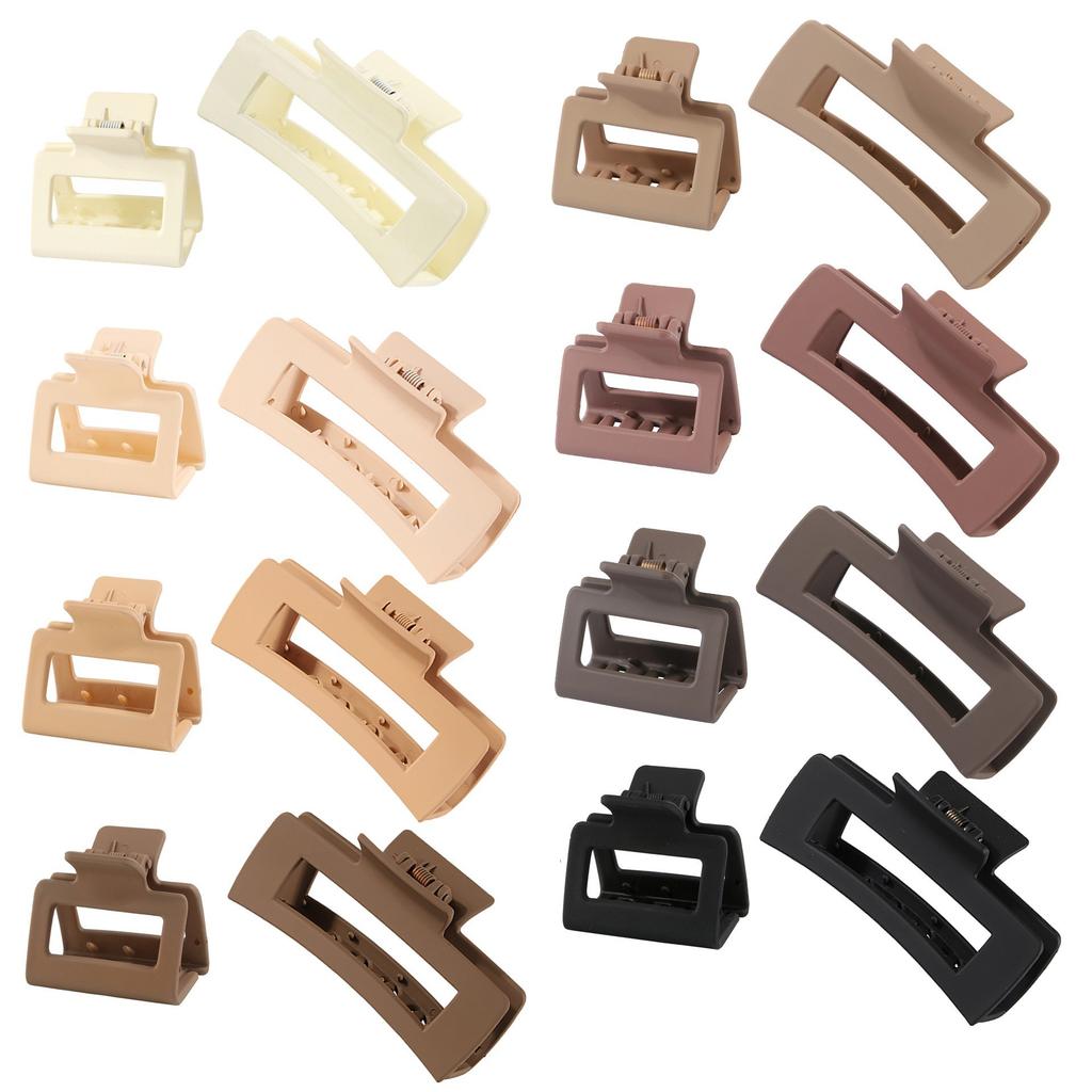 Matte Hair Clips for Women and Girls - Rectangle and Double Row Small Claw Clips for Thin/Medium Fine Hair - Nonslip Jaw Clips