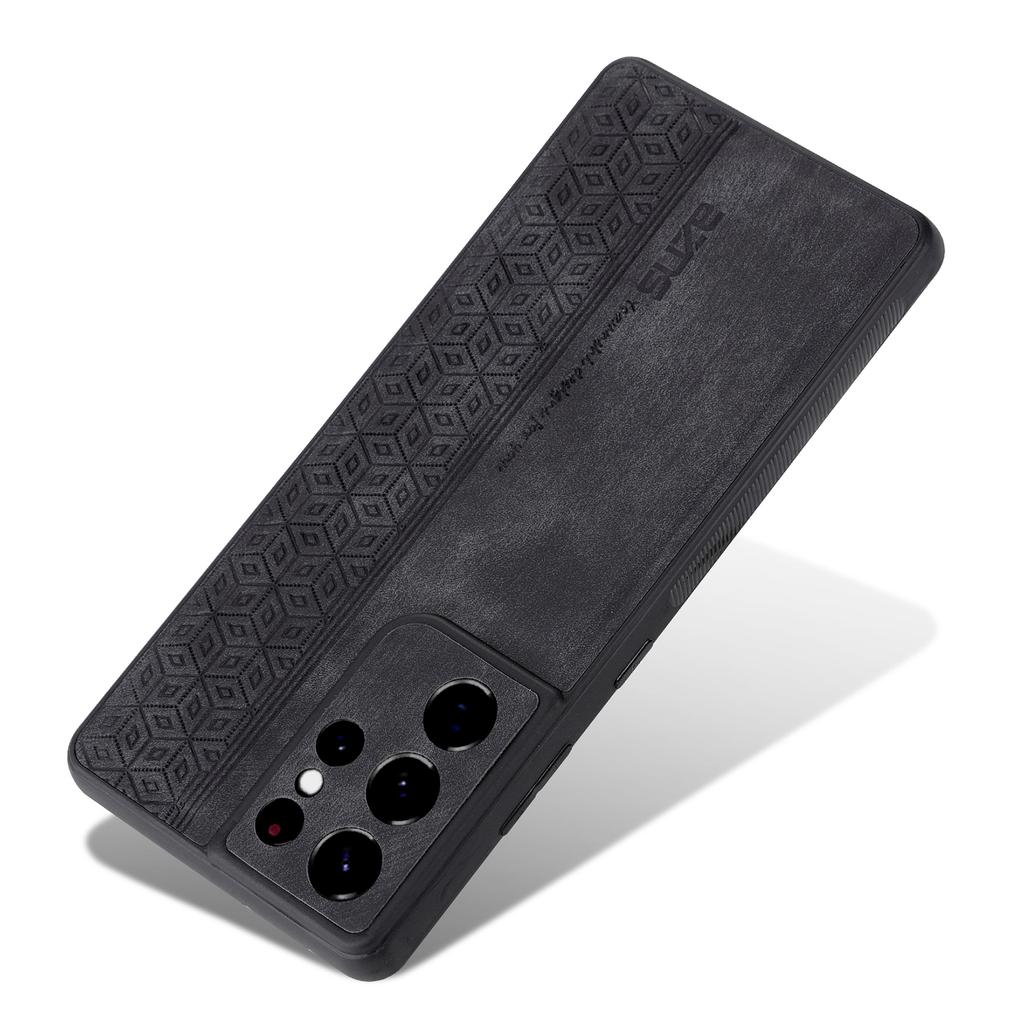 AZNS For Samsung Galaxy S21 Ultra 5G Cell Phone Cover Imprinted Leather+TPU Anti-drop Phone Case