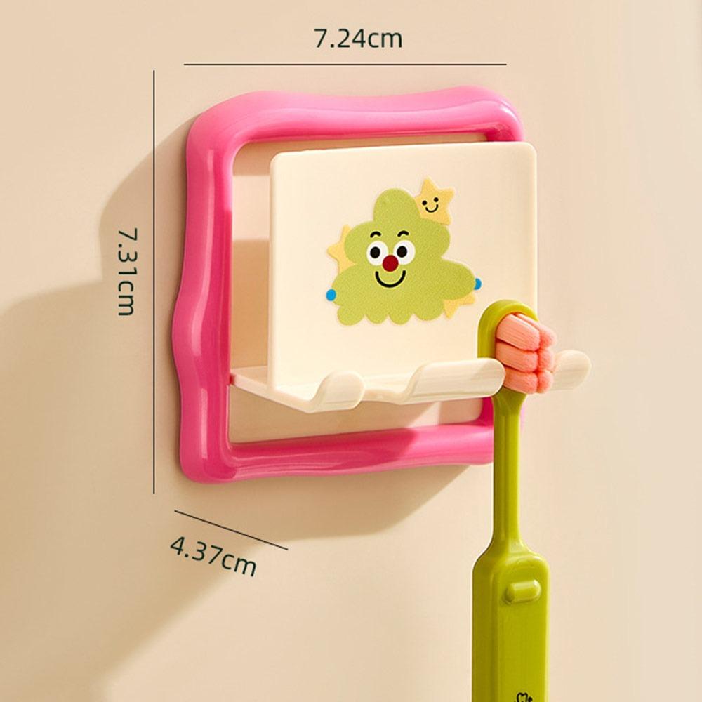 

Kawaii Wall Mounted Toothbrush Hooks Cartoon Punch-free Toothbrush Holder Dopamine Toothbrush Cup Shelves for Household Bathroom