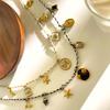 Summer Stainless Steel Necklace Sea Themed Starfish and Heart Charm Drop Oil Neckwear Enamel Jewelry Accessory