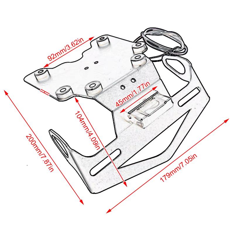 Motorcycle Rear License Plate Holder Bracket with Light Tail Tidy Fender Eliminator For Yamaha Tenere 700 XT700Z Tenere700 2019+