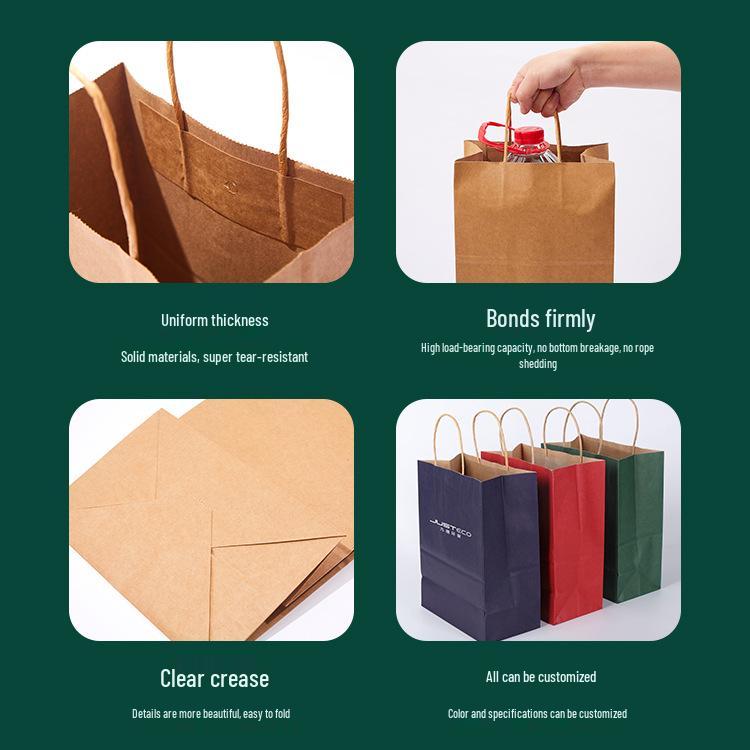 Custom Kraft Paper Takeout & Gift Bags for Pastry, Tea, and Shopping