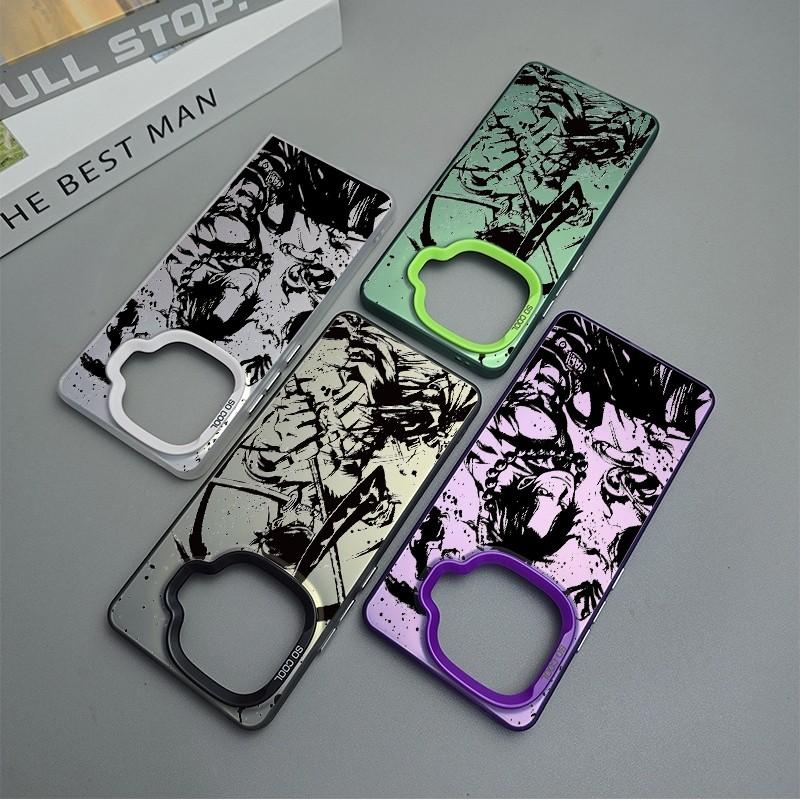Modetrend Anime One Piece Tuschemalerei Zoro ACE Bunt Mattiert Laser Vollabdeckung PC Stoßfeste Handyhülle für IQOO Z9 Turbo Z9X