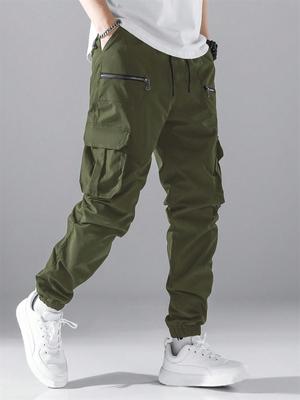 European and American Men's Multi-pocket Tactical Cargo Pants with Elastic Ankles - Casual Sports Style (Model 8630)