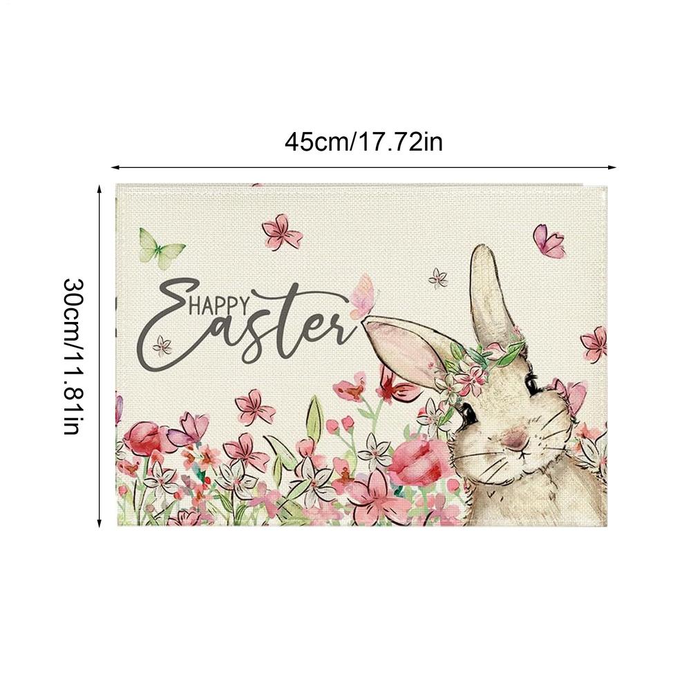 1 Stück Platzsets Frohe Ostern Thema Tischunterlagen Bunter Leinenaufdruck Ei Hasen Dekoratives Tischset Isolierunterlage Heimdeko