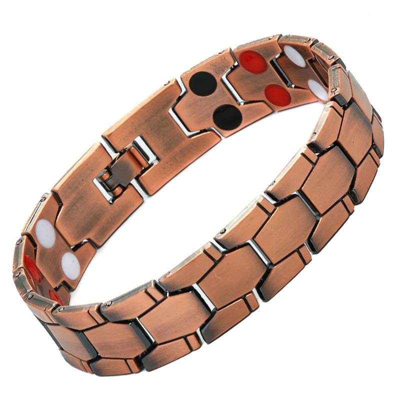Colore Oro Acciaio Inossidabile Massiccio Metallo Catena da Mano Bracciale & Braccialetto da Uomo Braccialetto Magnetico Gioielli da Uomo