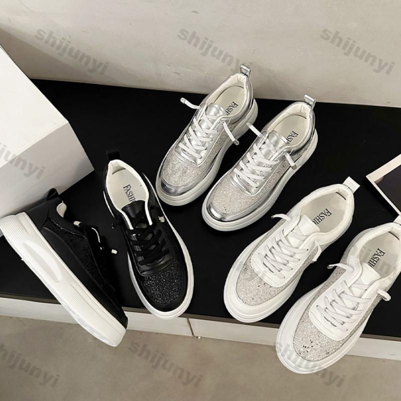 Women's Casual Sports Shoes Fashion Breathable Platform Soft Sole Single Shoes Woman Thick Sole Non Slip Lace Up Vulcanized Shoe