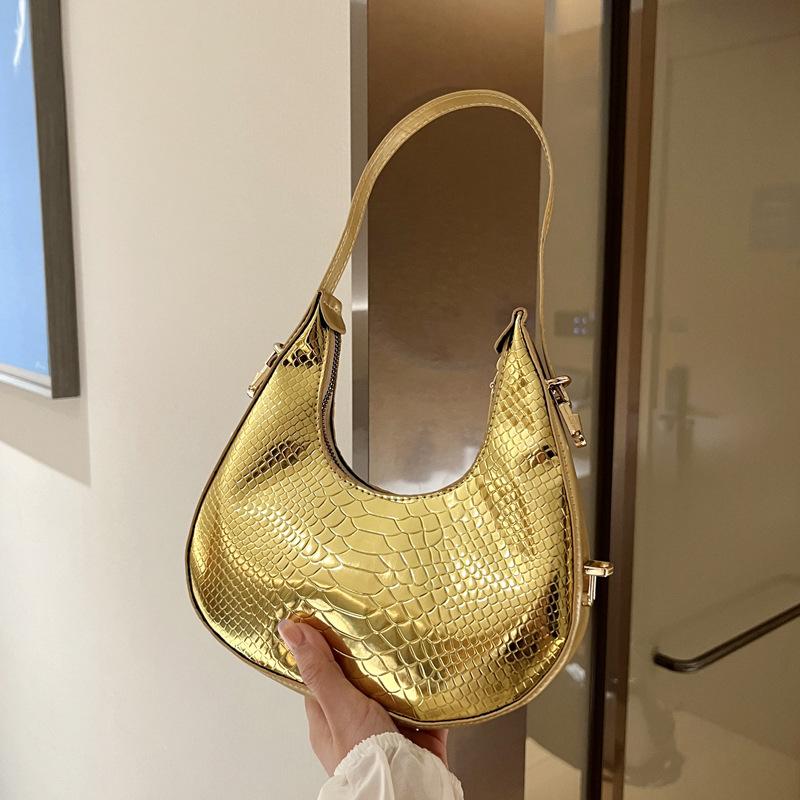 Damen Luxus Design Serpentine Hobo Taschen Design Kleine Handtasche Mode Schulter Unterarm Tasche PU Leder Laser Halbmond Taschen