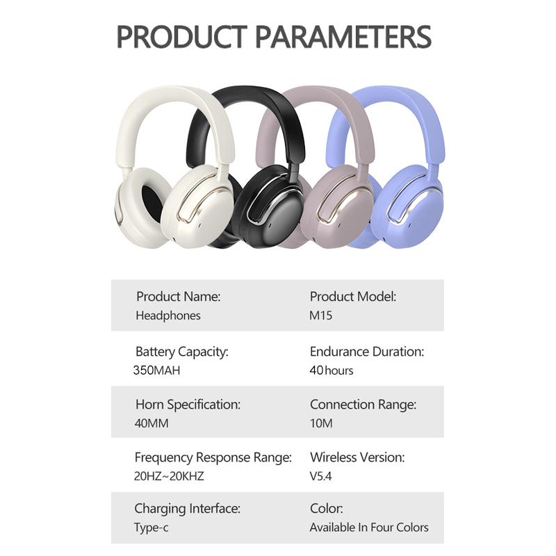 ANC Wireless Headset Bluetooth 5.4 Headphone 25dB Deep Noise Canceling Hi-Fi Audio Earphone Over Ear Adjustable Zero Pressure Head Wrap Earmuffs
