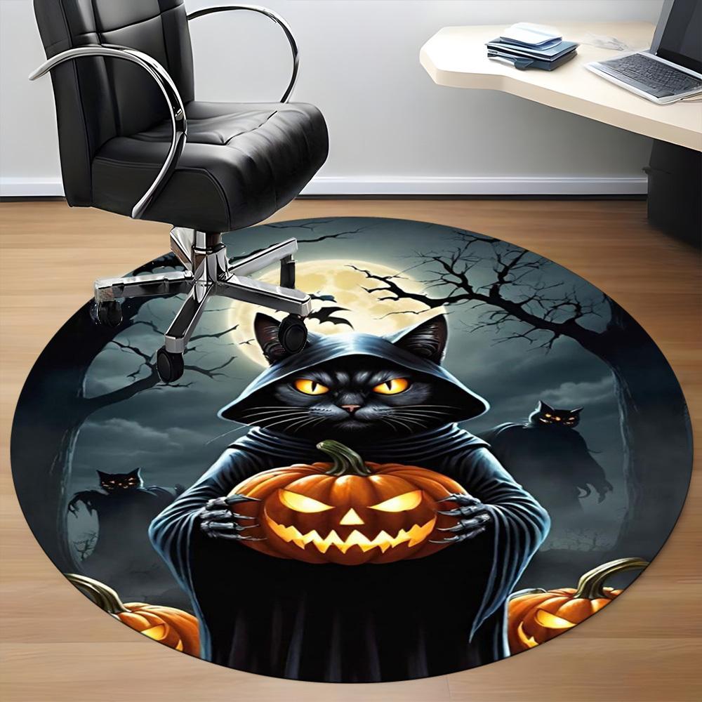 1pc Halloween Cat Chair Carpet for Office Non-Slip,  Machine Washable Rug for Office, Room - Polyester, Machine Made yy251029228