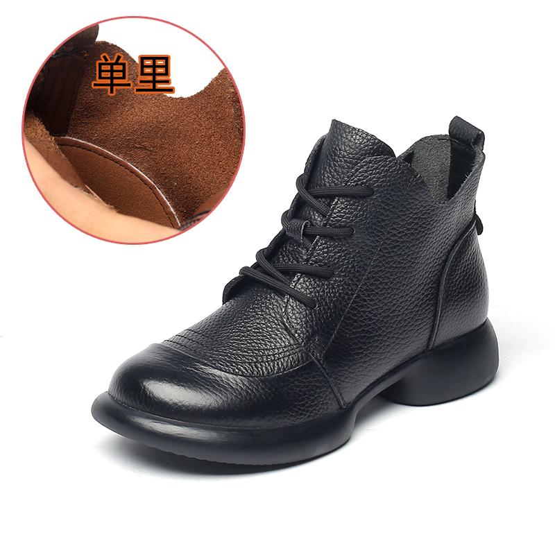 Fashion GKTINOO Women Autumn Boots Cowhide Ankle Boots 2025 Winter Retro Casual Genuine Leather Mother Boots Fur Keep Warm Low Heel 41