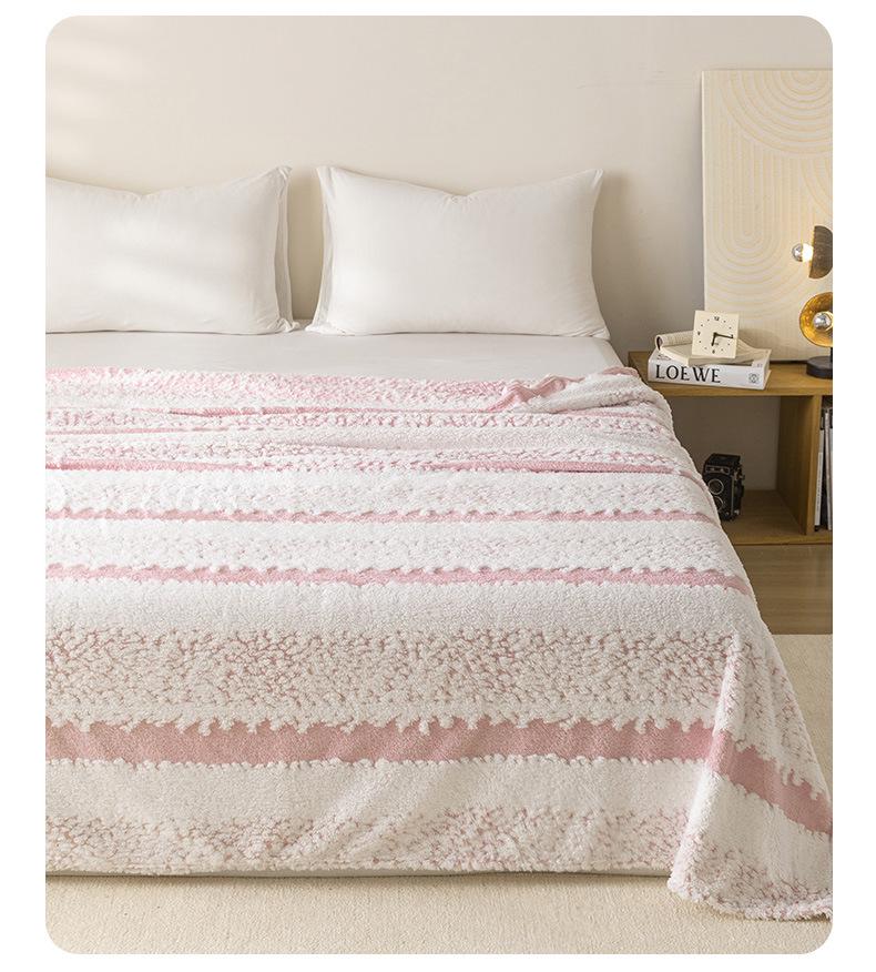 2025 Two-Tone Cationic Jacquard Blanket: Fresh, Stylish Stripes
