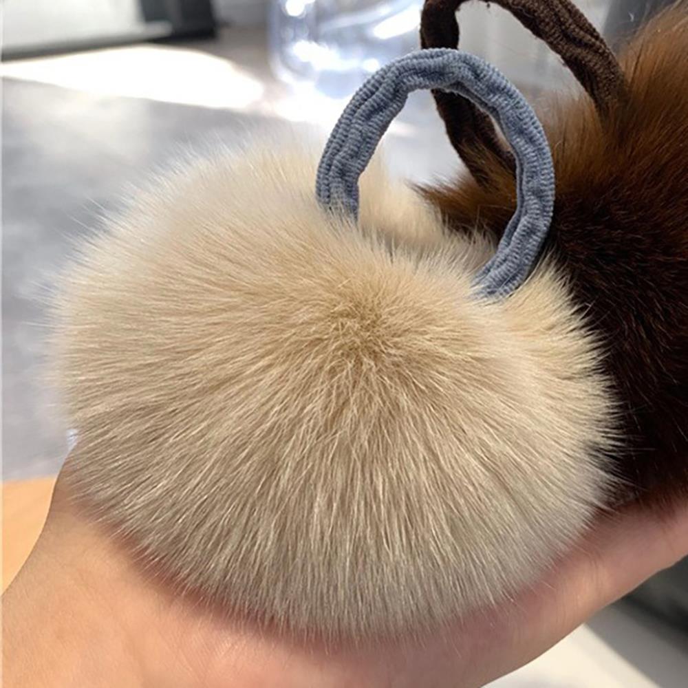 Real Fox Fur Ball Hair Bands Women Fluffy Hair Tie Rubber Band Girls Hair Accessories Winter Scrunchies