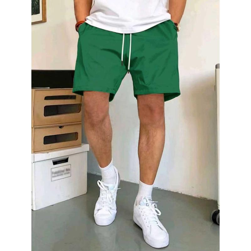 Men's Summer Solid White Casual Shorts Drawstring Waist Lightweight Beach Shorts