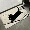 Cute Hand Drawn Black Cat Book Doormat, Non-Slip Absorbent Washable Floor Mat, Decorative Carpet for Entryway Cat Lovers