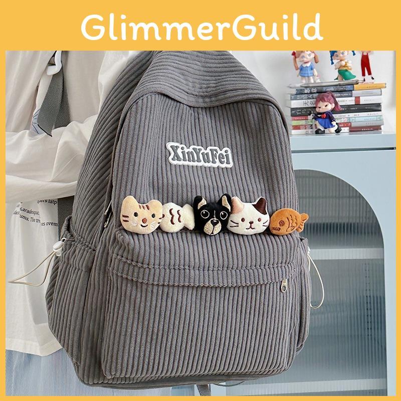 Retro Youth Backpack With Durable Corduroy Fabric For Daily Commute Campus And