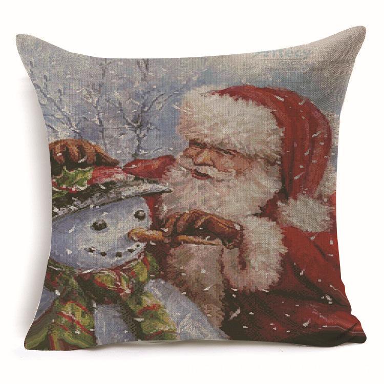 Santa Leinen Bedruckter Kissenbezug Heim Büro Dekoration Kissen Sofakissenbezug