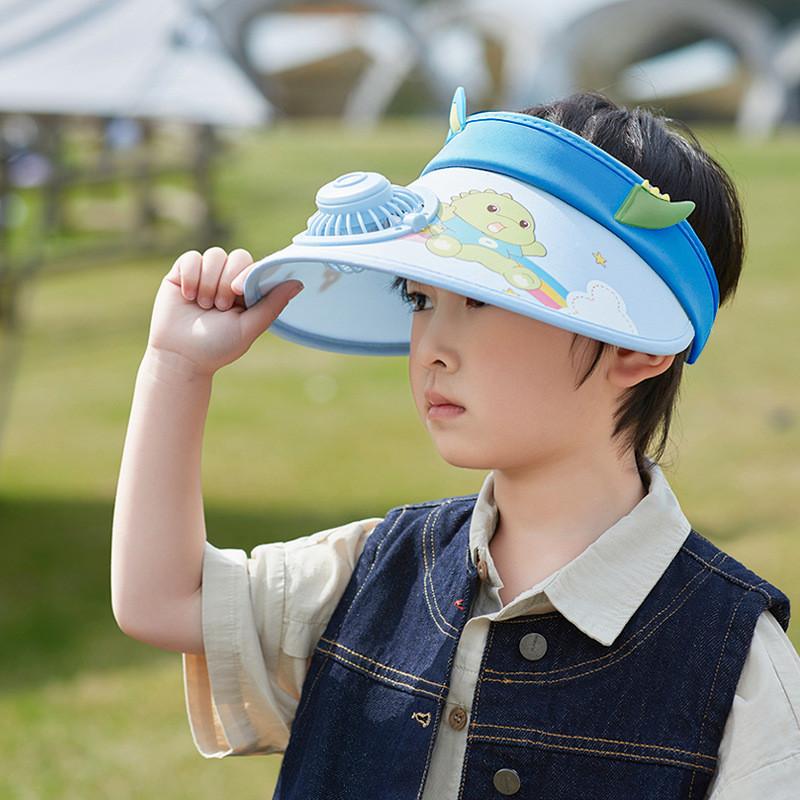 

Summer Childrens Hat With Ventilated Rechargeable Fan And Sun Protection For Outdoor Play синій