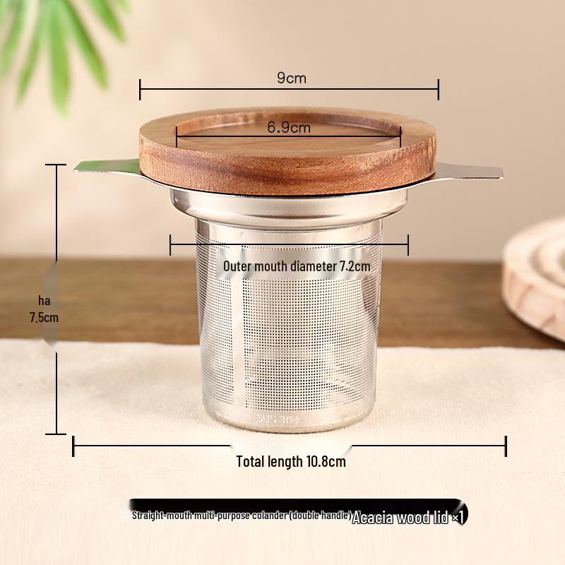 304 Stainless Steel Double-Eared Tea and Coffee Strainer with Lid and Mesh Filter