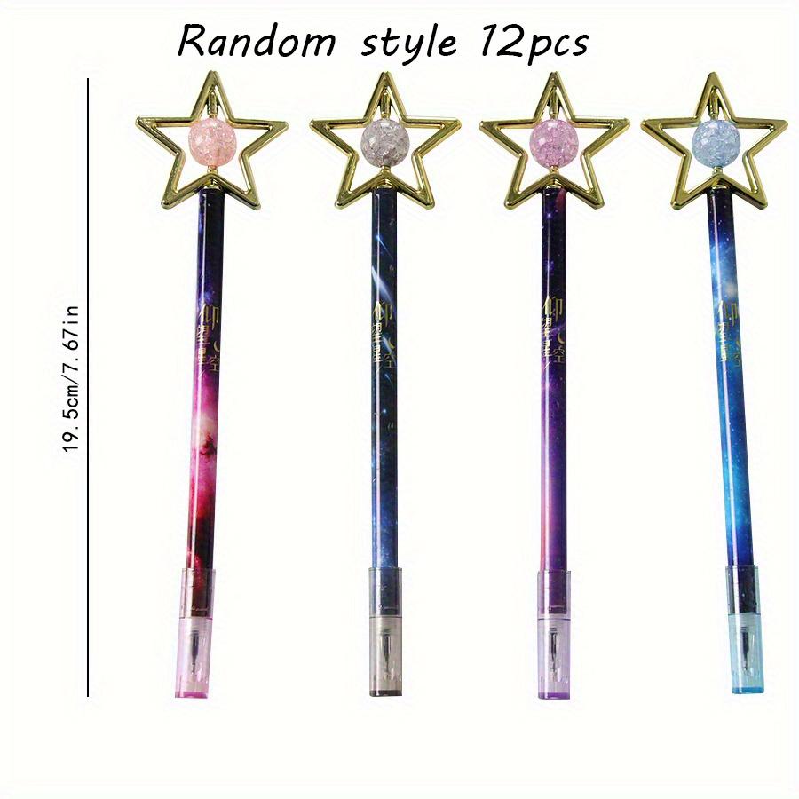 

12pcs Random Color 0.5mm Black Cute Gel Pen Ball Pen Starry Sky Planet Ball Rotate Gel Pen Signature Pen Gel Ink Pens Student Study Stationery School Random style 12Pcs