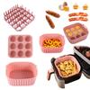 3 Piece/Set Non-Stick Air Fryer Silicone Baking Tray Heat-resistant Household Cupcake Mold Square Bacon Grill
