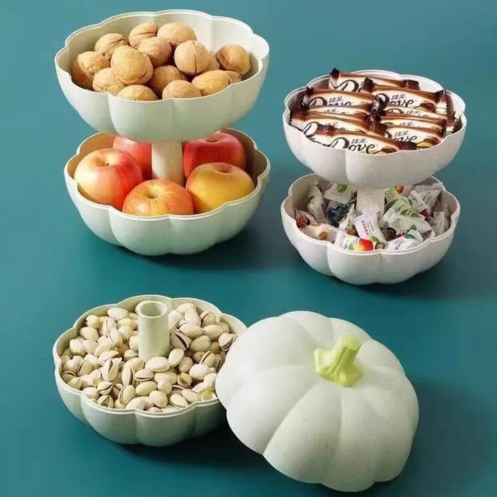 Cute Pumpkins Snack Box Detachable Double Layer Large Capacity Food Grade Nutsweets Candy Fruits Nuts Snacks For Home Festive