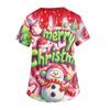 Ladies' Christmas Printed Fashionable V-neck Pocket Short Sleeved  Uniform And Caregiver Top
