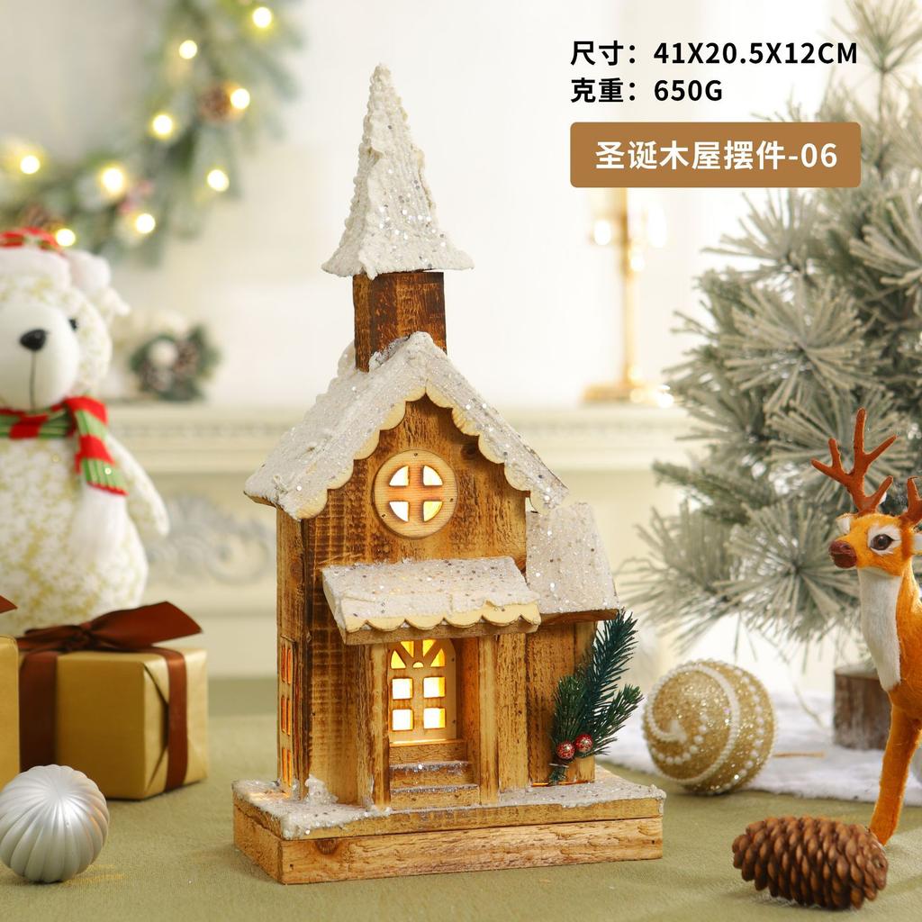Factory direct sales Christmas chalet ornament atmosphere luminous decoration decoration chalet Christmas supplies