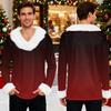 Men's Christmas Printed Fleece Lined Hoodie | Faux Trim Party Sweatshirt With Pocket | Plus Size Loose Fit Holiday Pullover