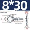 Marine Grade Zinc-Plated Hardened Carbon Steel Lifting Eye Bolt with Nut, Round Ring, Extended Thread, M6 M8 M20