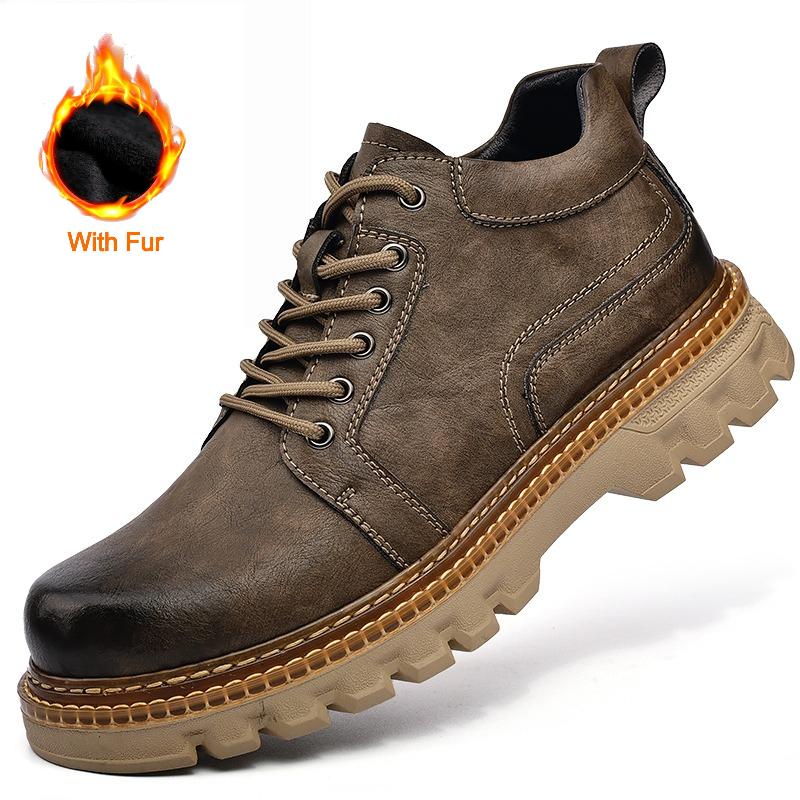 

New British Retro-Style Work Boots Comfortable Anti-Slip Breathable Thick-Soled Boots High-Quality And Durable Walking Shoes 38 коричневый