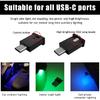 povtii USB Type C LED Ambient Light, Mini 8 Colors RGB LED Light, Adjustable Brightness Interior Atmosphere Lamp for Automotive, Home, Laptop,