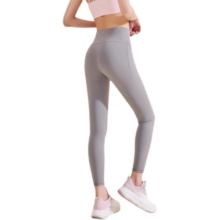 Anta Training Series Casual Simple Solid Color Tight Fit Sports Long Pants Women bottoms Gray Khaki 962517304-4