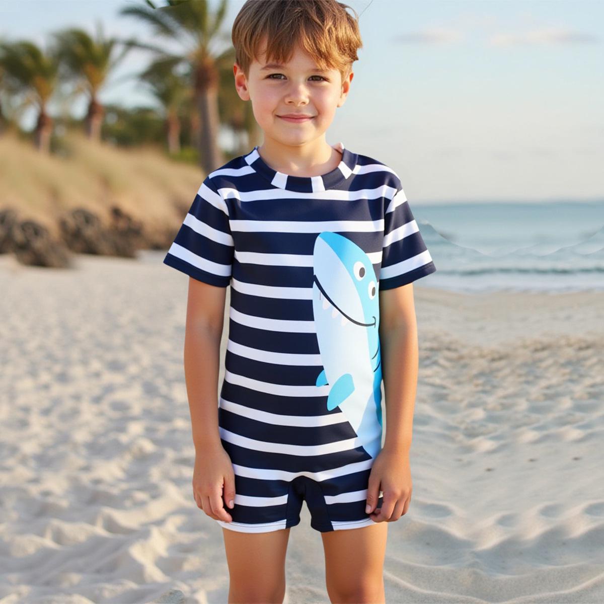 

Striped Shark Sun Protection Boys One-Piece Swimsuit 2025 5 Years синій
