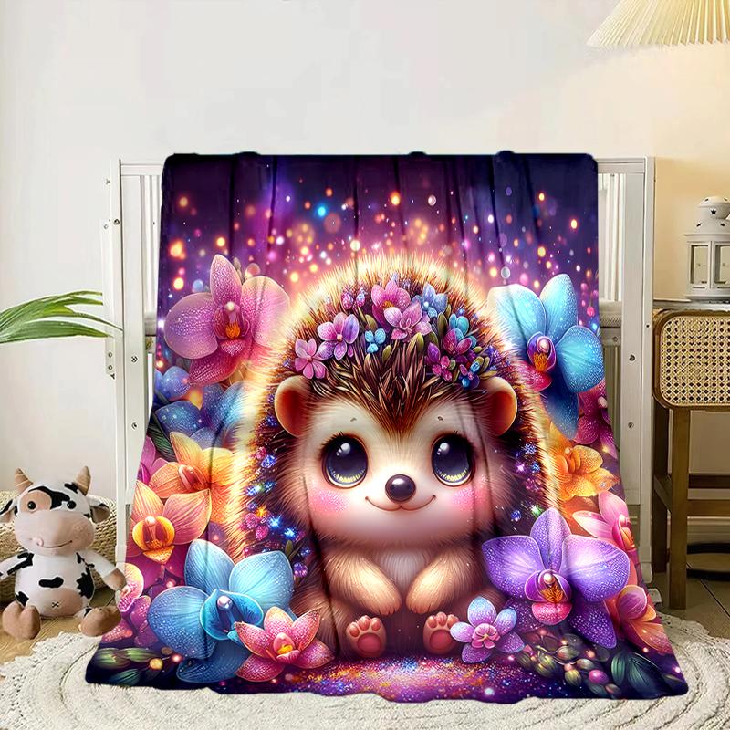 Sleepy Hedgehog Dreams Blanket Flannel Blanket for bed, sofa, Camping, Hiking, Picnic Essentials, gift for family Fan gifts