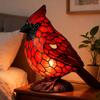Red Bird Table Lamp Stained Glass Style Bedside Bird Lamp Handcrafted Red Bird Night Light for Home Decor Bedroom Desk Christmas Gift