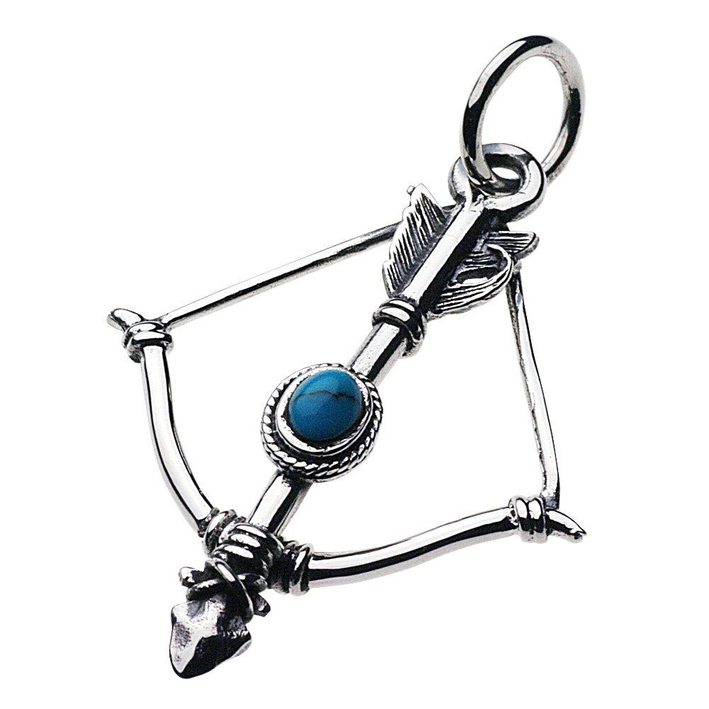 

Native Arrow Pendant Blue Turquoise 925 Silver p0348 [Cenote] [Silver Accessory]