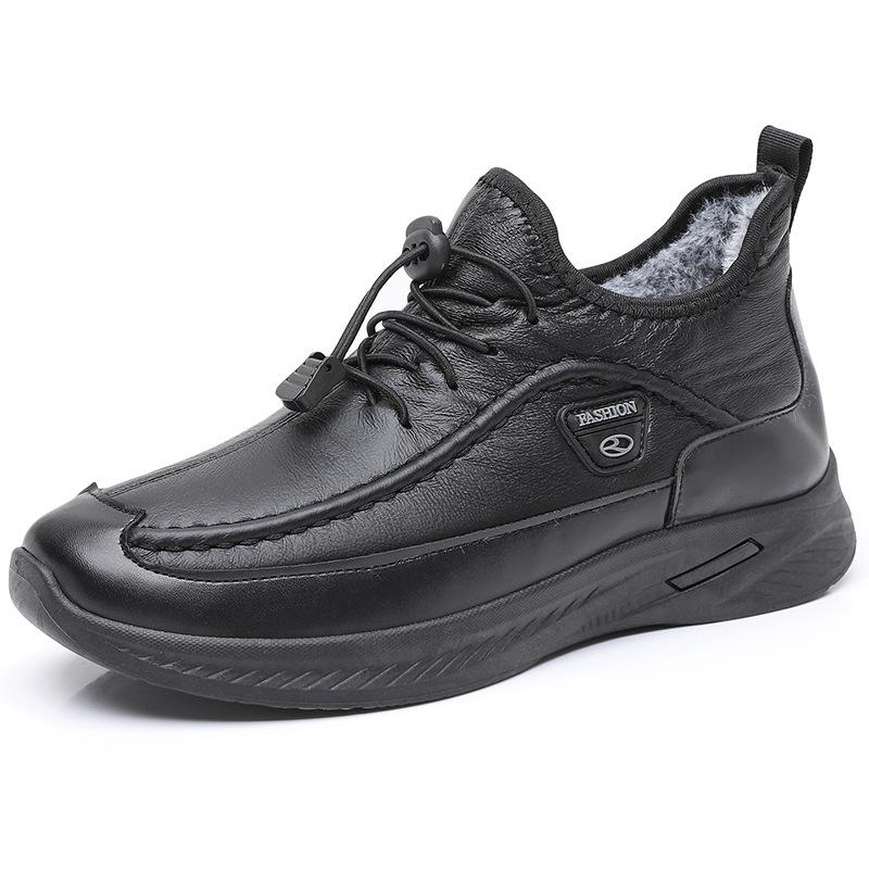 Casual Winter Warm Sneakers for Men Faux Fur Lining Short Booties Shoes Anti-Slip Workout Walking Shoes Men's Comfortable Lace-up Outdoor Snow Boots