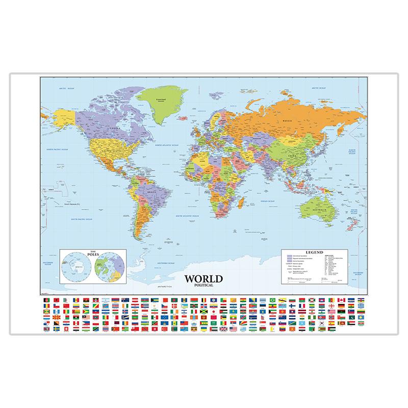 1pcs Retro World Map for Education and Culture Non-woven Spray Painting Home Decoration School Supplies Without Frame