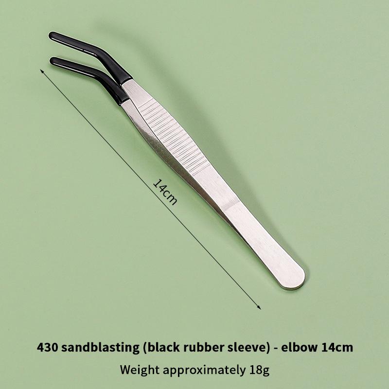Pet Feeding Accessories: Straight and Curved Stainless Steel Tweezers with Rubber Tips for Aquarium Reptiles