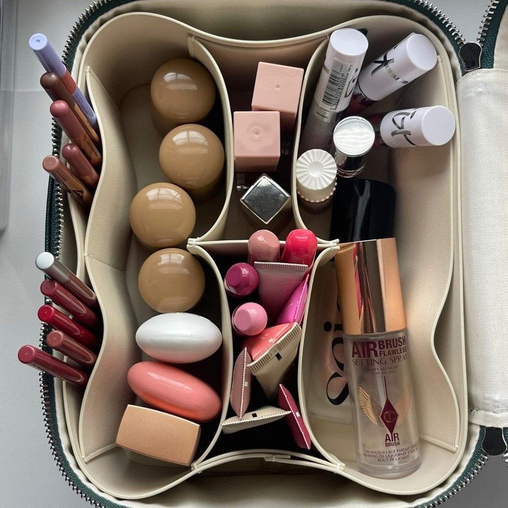 PU Leather Makeup Bag Square Shape Waterproof Toiletry Bag Large Capacity Removable Divider Camera Storage Bag for Women & Men