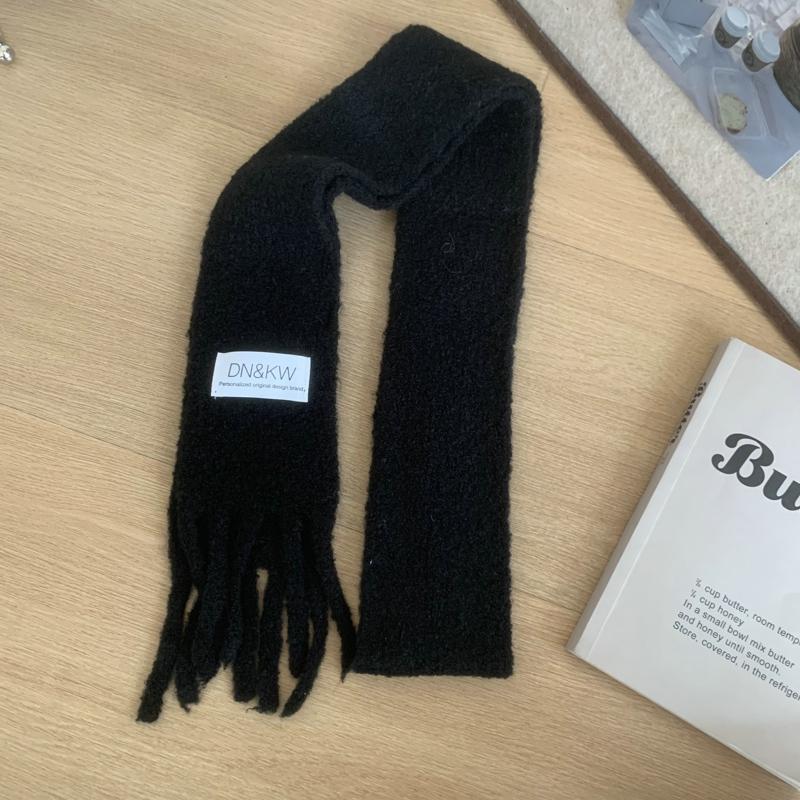 

Winter Knitted Scarf Solid Color Shawl Lady Winter Wrap Tassel Scarves Warm Slender Knitted Scarves For Women 176cmX7cm