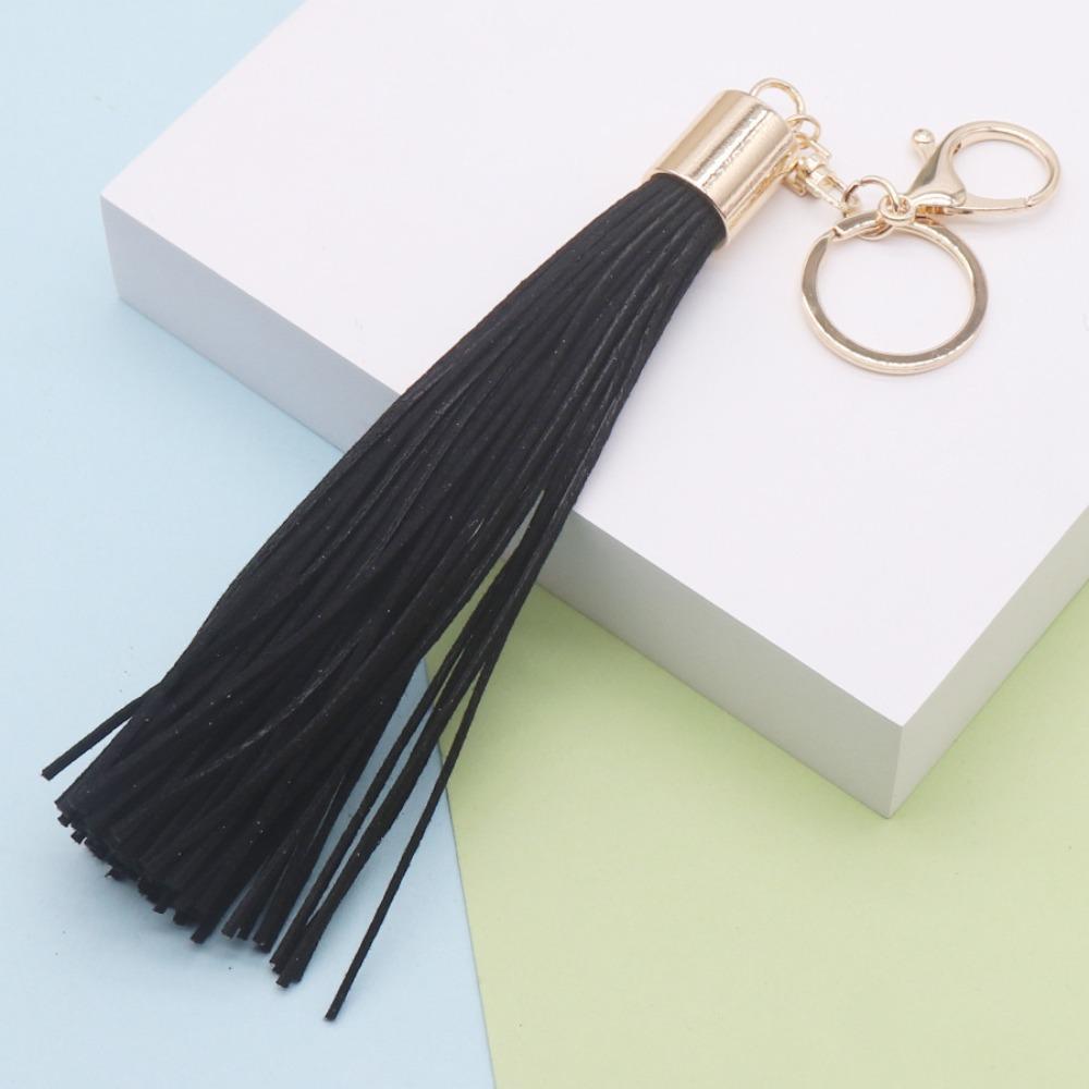 Cute Hanger Leather Tassel Keychain Alloy Pu Car Keyring Fashion DIY Bag Charm Men