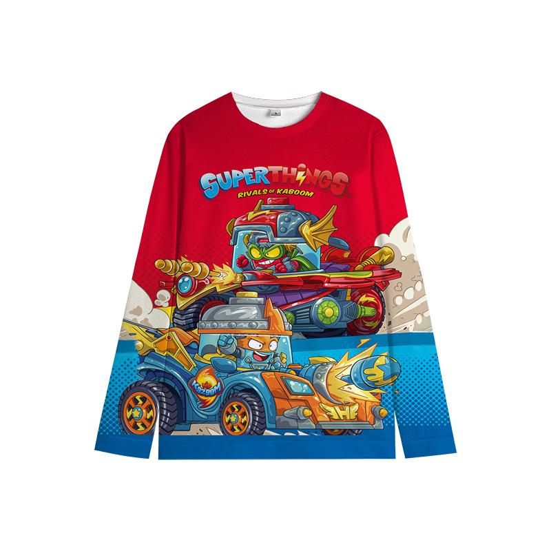Толстовка Super Zings для детей Толстовка SuperThings Милый мультяшный топ с круглым вырезом Весна Осень Детская одежда Подарки 100 белый