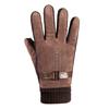 Warm Gloves for Men and Women Pigskin Ribbed Plus Velvet Full Finger Gloves Outdoor Riding Cold Touch Screen Autumn and Winter Gloves
