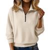 2025 Autumn/Winter High Neck Loose Solid Color Pullover Zipper Knit Sweater
