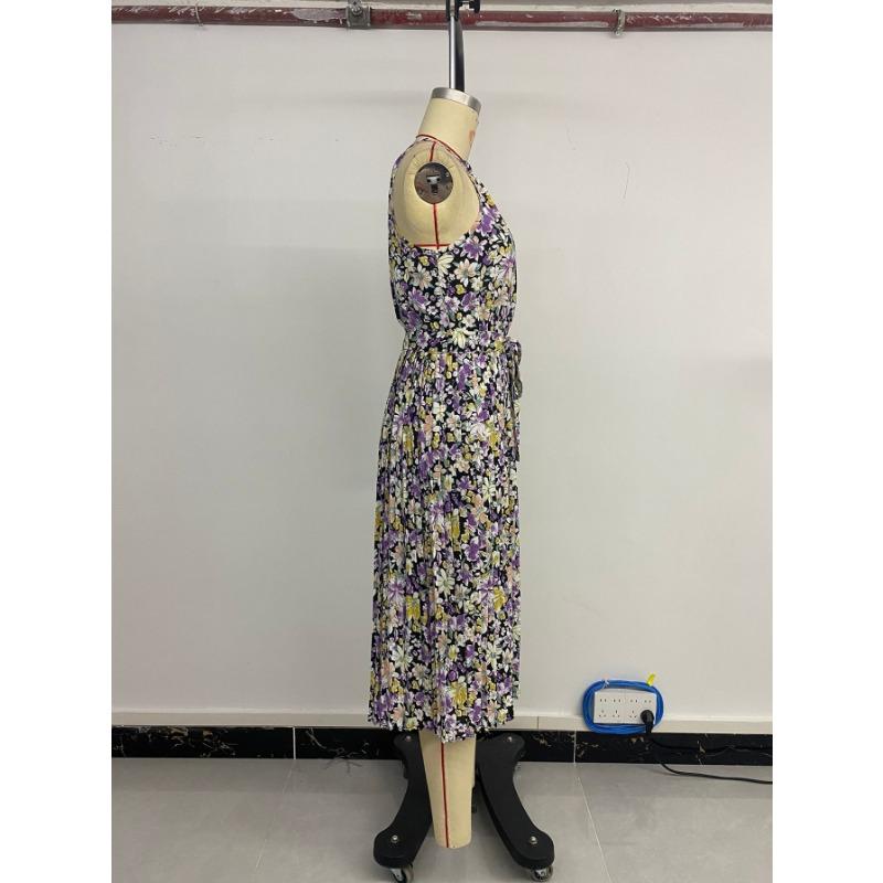 Dámské ležérní elegantní sváteční skládané barevné květinové potisky s ramínky na ramínka