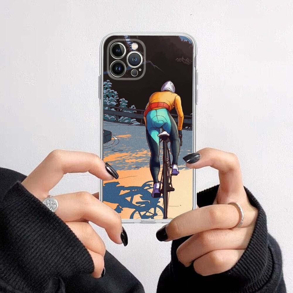

Bike Cycling art Phone Case For iPhone 11 12 13 14 Mini Pro Max XR X XS TPU Clear Case For 8 7 6 Plus SE 2020 iPhone14 plus