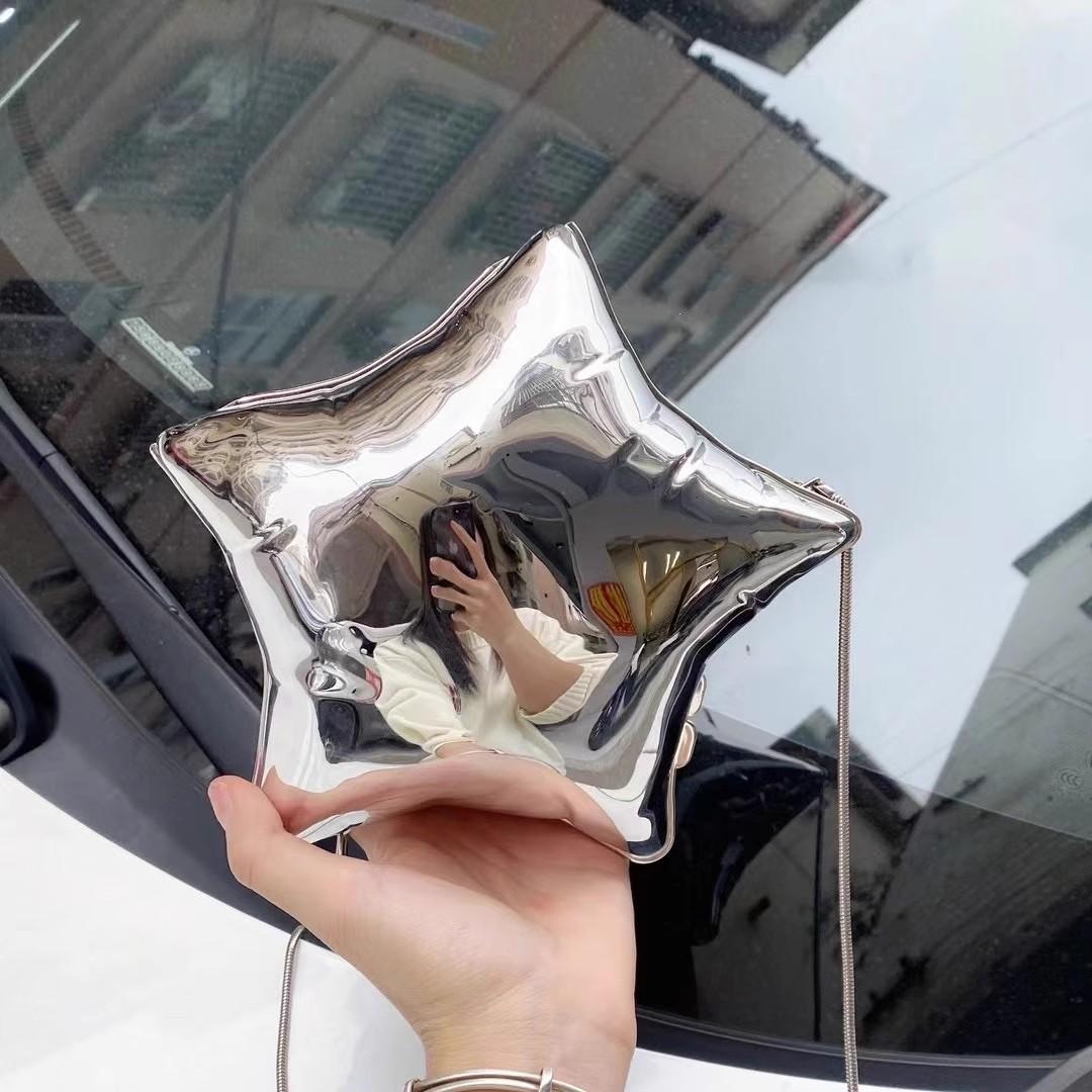 

Акриловые сумки через плечо в форме пяти звезд, дизайнерская женская сумка через плечо, роскошные серебряные вечерние кошельки-клатчи серебряный